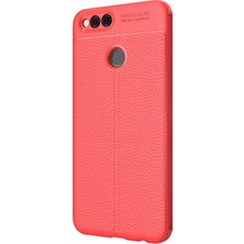 Microsonic Honor 7X Kılıf Deri Dokulu Silikon Kırmızı