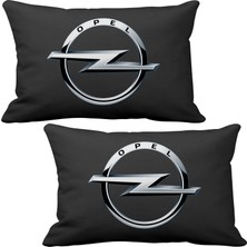 Asr Opel 2 li Lüks Araç Boyun Yastığı Siyah ve Ahşap Logo Anahtarlık