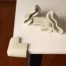 Mininga 3m Marka Bant Hediyeli,kauçuk Masa Sehpa Tv Ünite Kenar Köşe Koruyucu Krem Renk (4LÜ SET)