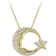 Glorria Altın Atatürk Siluetli Ay Yıldız Kolye