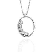 Glorria Gümüş Taşlı Oval Kolye