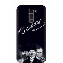 Kapakolur LG K10 Atatürk Baskılı Kapak Kılıf + Ekran Koruyucu Cam