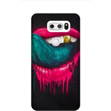 Kapakolur LG V30 Altın Diş Baskılı Kapak Kılıf + Ekran Koruyucu Cam