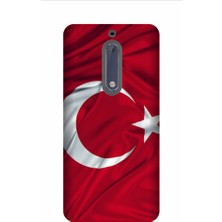 Kapakolur Nokia 5 Türk Bayrağı Kapak Kılıf + Ekran Koruyucu Cam