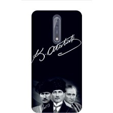 Kapakolur Nokia 8 Atatürk Baskılı Kapak Kılıf + Ekran Koruyucu Cam