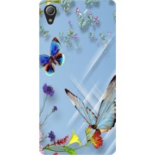 Kapakolur Sony Xperia Z3 Kabartmalı Kelebek Temalı Kapak Kılıf