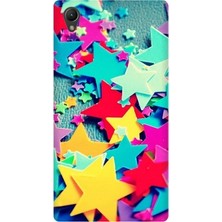 Kapakolur Sony Xperia Z1 Renkli Yıldız Baskılı Kapak Kılıf + Ekran Koruyucu Cam