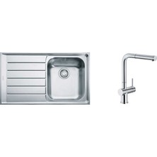 Franke NEX 611 Sol Damlalıklı Evye, Active Plus Doccia Krom Armatür Seti