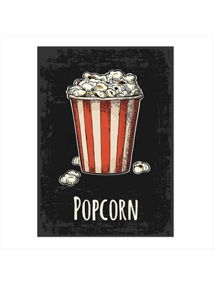 Cakasepetim Ahşap Tablo Popcorn Afiş