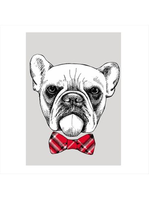 Cakasepetim Ahşap Tablo Papyonlu Köpek