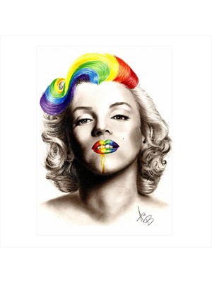 Cakasepetim Ahşap Tablo Marilyn Monroe Renkli Ruj