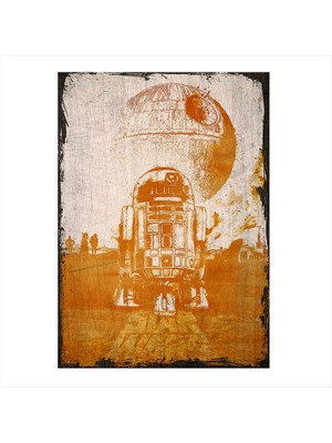 Cakasepetim Ahşap Tablo Retro Star Wars R2D2