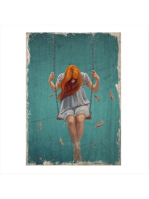 Cakasepetim Ahşap Tablo Hayal Dünyasındaki Kız