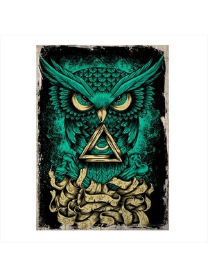 Cakasepetim Ahşap Tablo Üç gözlü baykuş