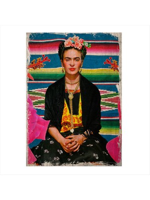 Cakasepetim Ahşap Tablo  Renkli Frida Kahlo görseli