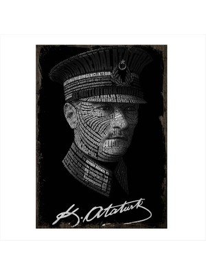 Cakasepetim Ahşap Tablo Mustafa Kemal Atatürk Ve İmza