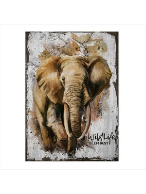 Cakasepetim Ahşap Tablo Vahşi Hayat Fil