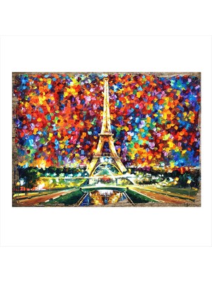 Cakasepetim Ahşap Tablo Renkli Eyfel Kulesi