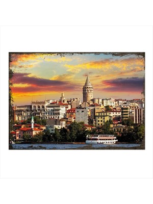 Cakasepetim Ahşap Tablo İstanbul Galata Manzara