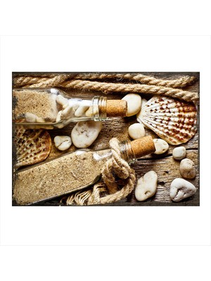 Cakasepetim Ahşap Tablo Deniz Kabukları Ve Kum