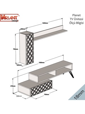 Variant Planet Tv Ünitesi Ve Orta Sehpa Takımı - Ceviz / Beyaz