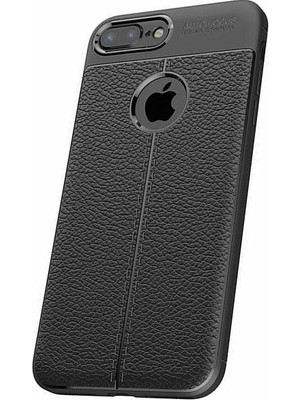 Microcase Apple iPhone 7 Plus Leather Effect Silikon Kılıf + Tempered Cam