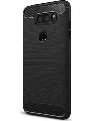 Microcase LG V30 Brushed Carbon Fiber Silikon TPU Kılıf + Tempered Cam