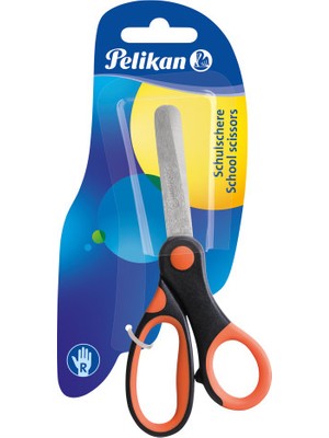 Pelikan Yumuşak Tutuşlu Makas 1 Adet Siyah Turuncu Renkli Okul Kullanımına Uygun