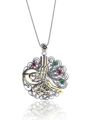 Söğütlü Silver Osmanlı Tuğrası Telkari Kolye Sgtl3974