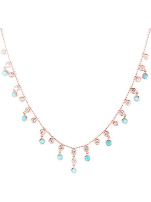 Söğütlü Silver Turkuaz Taşlı Yağmur Kolye Sgtl4673