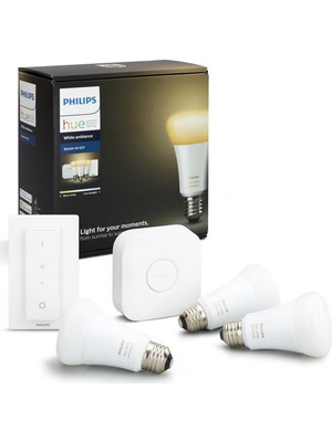 Philips Hue Beyaz Ambiyans Akıllı Başlangıç Seti 3'lü Kumandalı E27