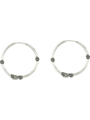 Glorria Gümüş 2 Cm Desenli Halka Küpe