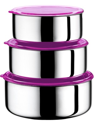 Evimsaray Gözde 3 Parça Çelik Saklama Kabı