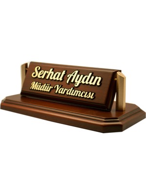 Ofistike Kabartma Ahşap Masa İsimliği - Virona