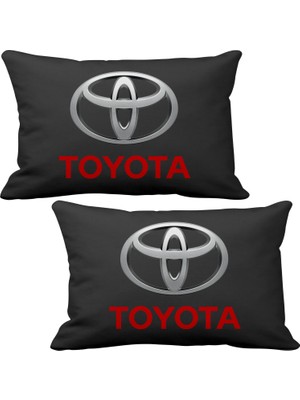 Asr Toyota 2 li Lüks Araç Boyun Yastığı Siyah ve Ahşap Logo Anahtarlık