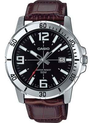 Casio MTP-VD01L-1BVUDF Standart Erkek Kol Saati Çelik Kasa 5 ATM Suya Dayanıklı Kahverengi Deri Kordon
