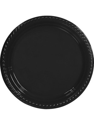 Partijet Siyah Plastik Tabak 26 cm 8'li