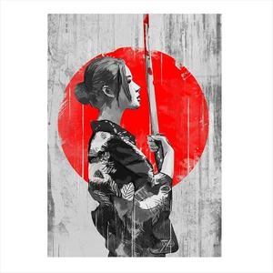 Ahşap Tablo Samurai Girl Samuray Kız