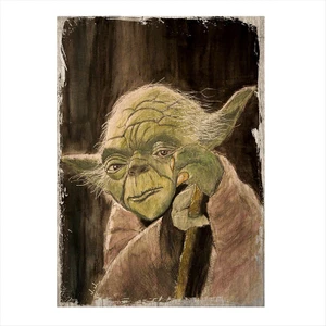 Ahşap Tablo Retro Yoda Poster
