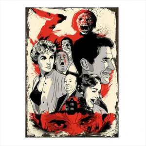 Ahşap Tablo Alfred Hitchcock Psycho Afiş