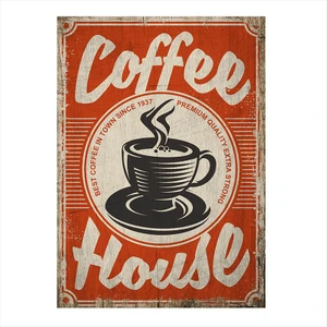 Ahşap Tablo Kahve Evi Afiş