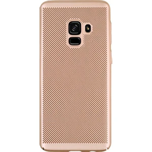 Case 4U Samsung Galaxy A8+ ( A730) Kılıf İnce Delikli Sert Arka Kapak Rubber Altın