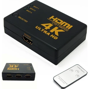 Kablosuz Kumandalı 3 Port HDMI Switch 4K 2160p Full HD 1080p IFSWR302