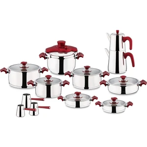 King Cam İdeal 22 Parça Tencere Takımı Kırmızı