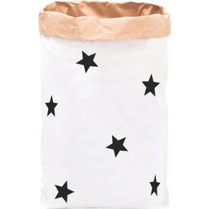 Bugy Bagy Paperbag Dekoratif Çamaşır ve Oyuncak Sepeti Saklama Kutusu Oda Aksesuarı Siyah Yıldızlar Büyük Boy