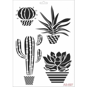 AS597 Stencil Şablon 21x29 cm - Kaktüs