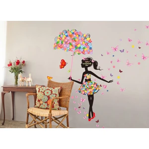 Cosy Home Gift Şemsiyeli Balerin Kız Çocuk Odası Ev Dekor Sticker Pvc