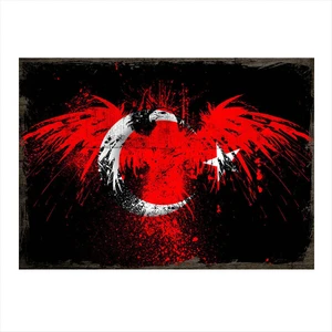 Ahşap Tablo Kartal Ve Türk Bayrağı