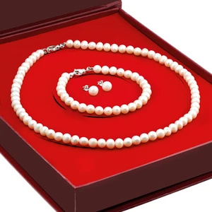 Doğal İnci Kolye, Küpe, Bileklik 925 ayar Gümüş Set df91