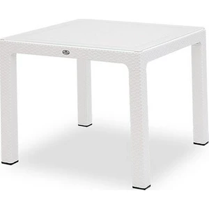 90*90 Beyaz Classi Rattan Camlı Masa R.003